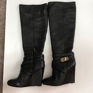 Black leather boots size 6 1/2 with 4” heel